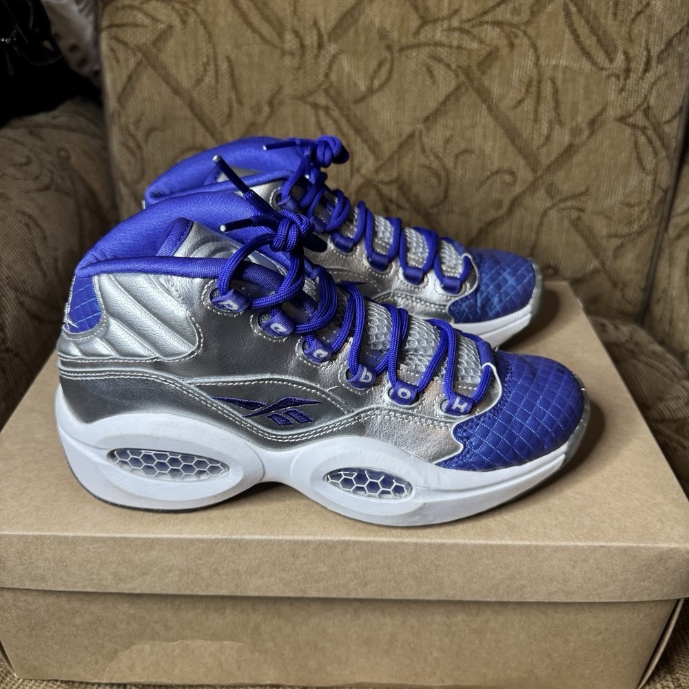 Reebok Mens Question Mid M43989 Blue‎ Basketball Shoes Sneakers Size 6.5 Nice! - Picture 4 of 8